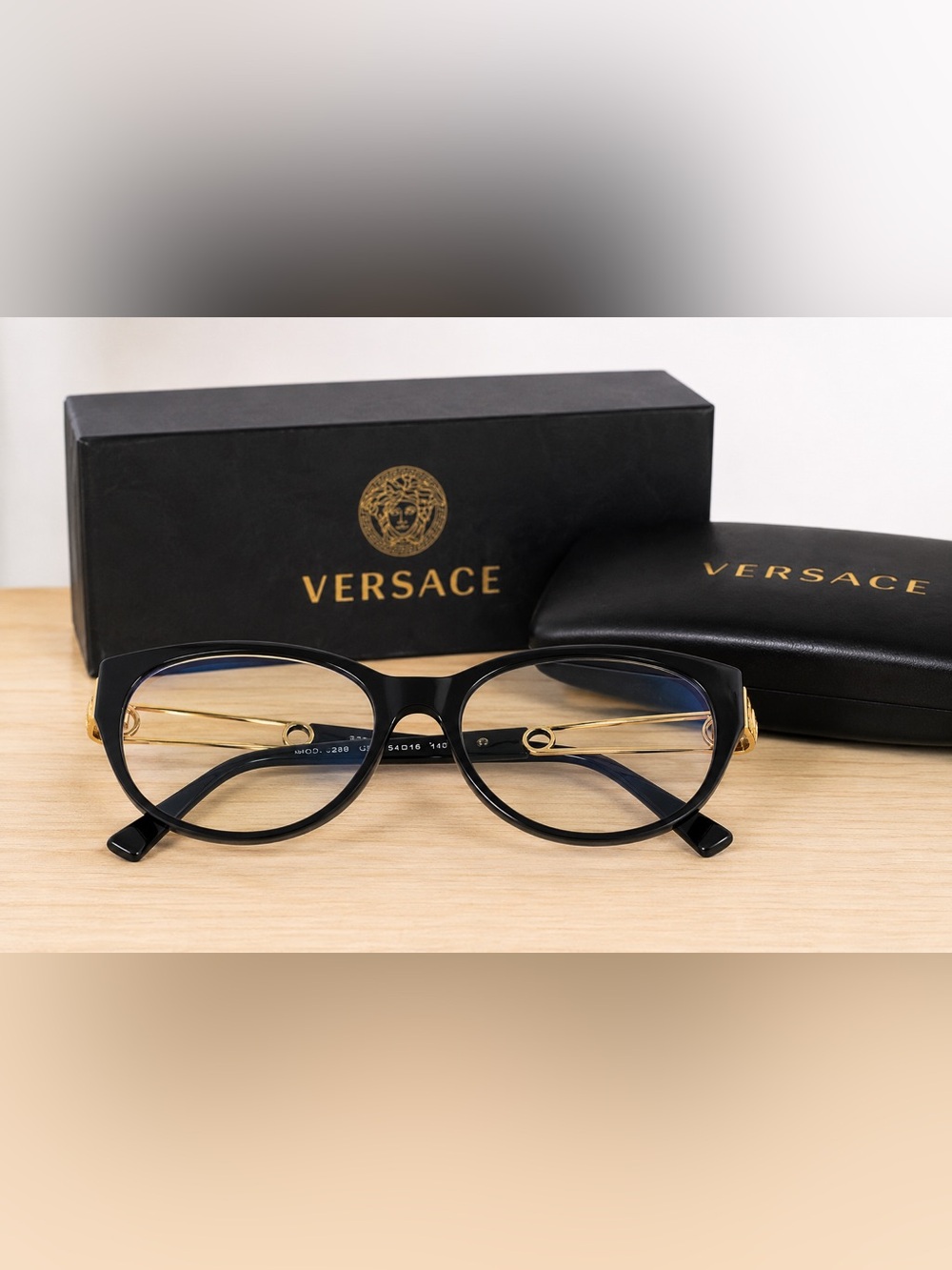 Versace Black & Gold Medusa Eyeglasses Frames 54-16-140